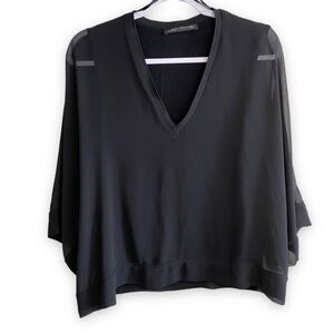 Zara - Black Chiffon Layered Blouse - S - Turkey
